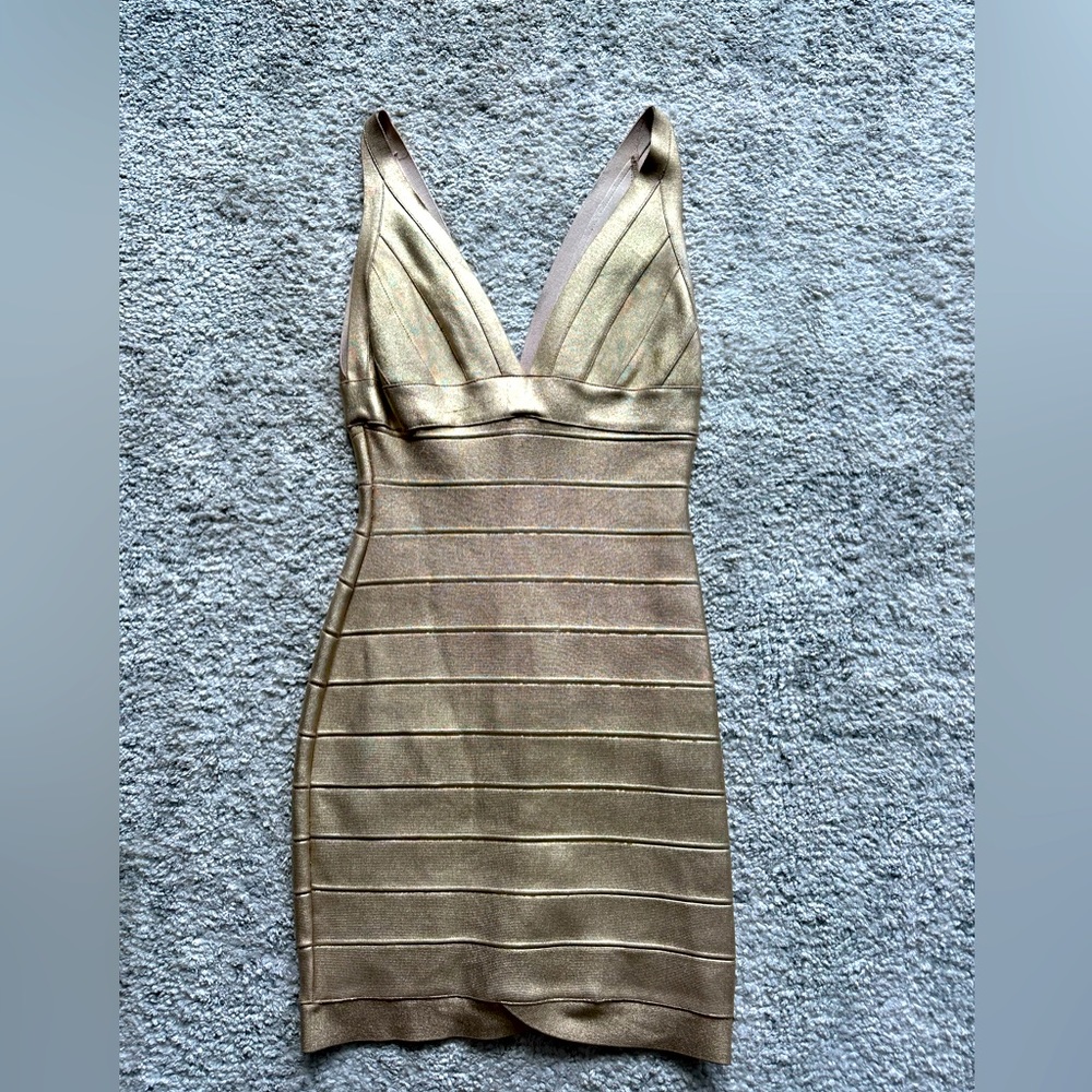 DRESS GOLD BANDAGE like Herve Leger